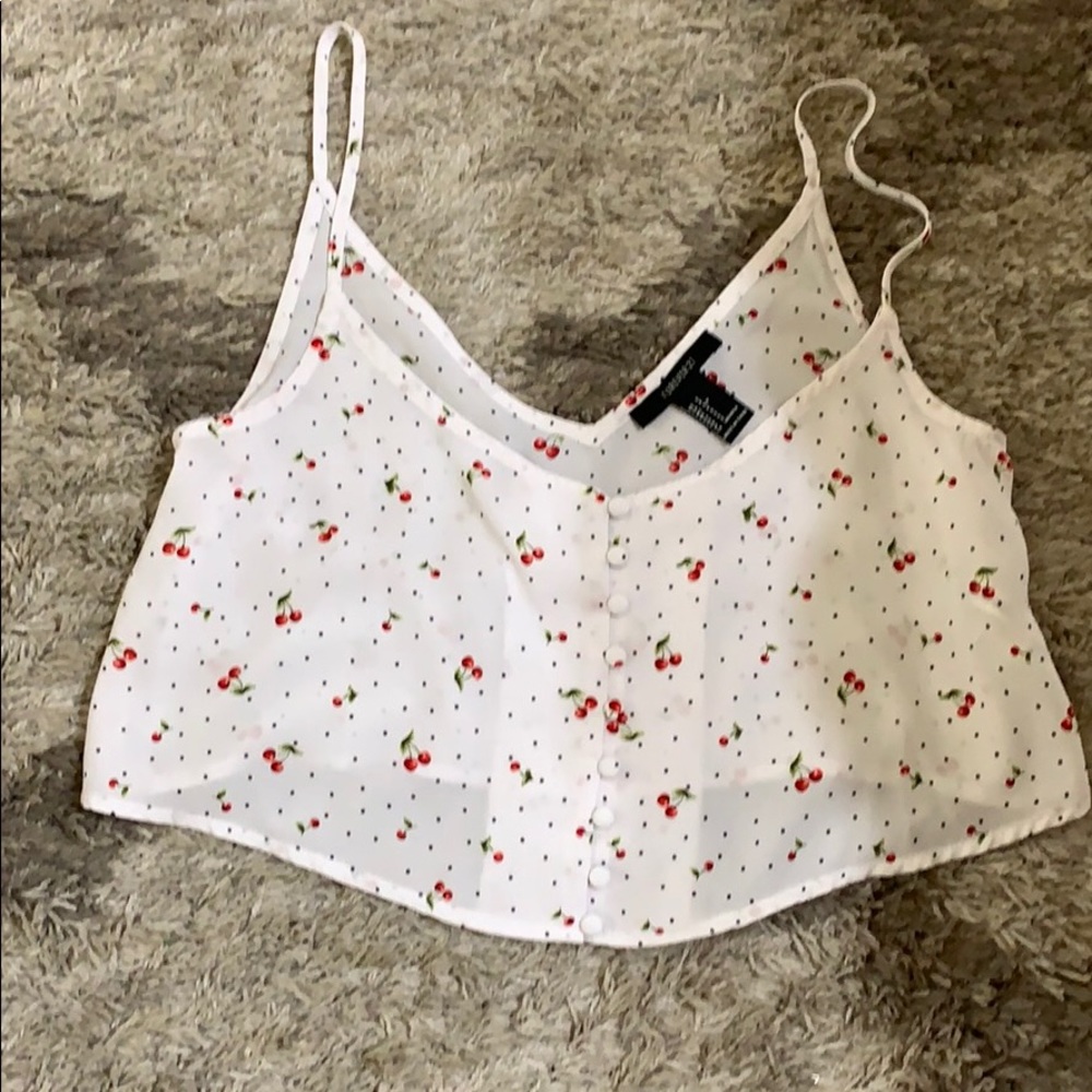 White spaghetti strap with cherries